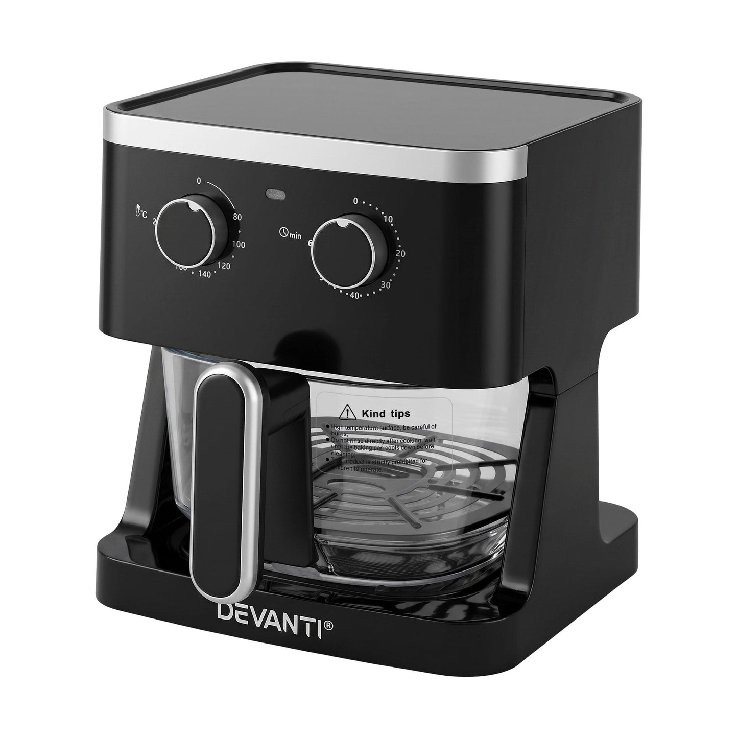 Devanti 4.5L Glass Air Fryer - Black