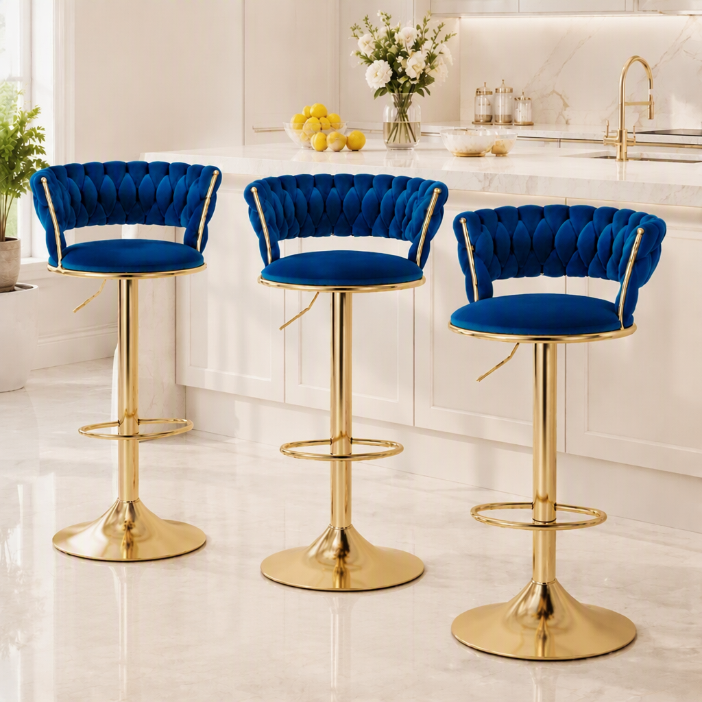 Artiss Vivien Bar Stools - 3 Pack - Navy