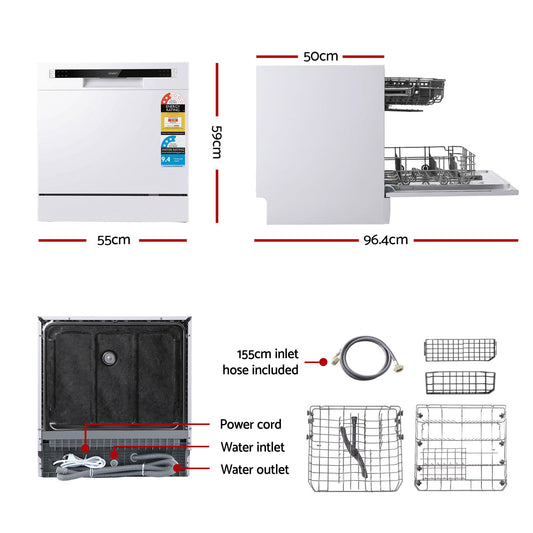 Devanti 8-Place Benchtop Dishwasher - White
