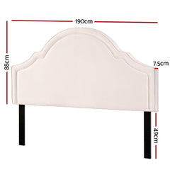 Bed Headboard King Velvet Beige