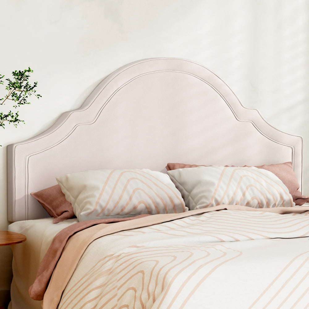 Bed Headboard King Velvet Beige