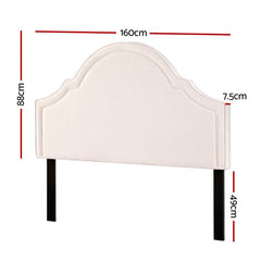 Bed Headboard Queen Velvet Beige