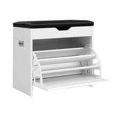 Front-Folding Shoe Rack Cabinet White
