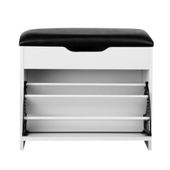 Front-Folding Shoe Rack Cabinet White