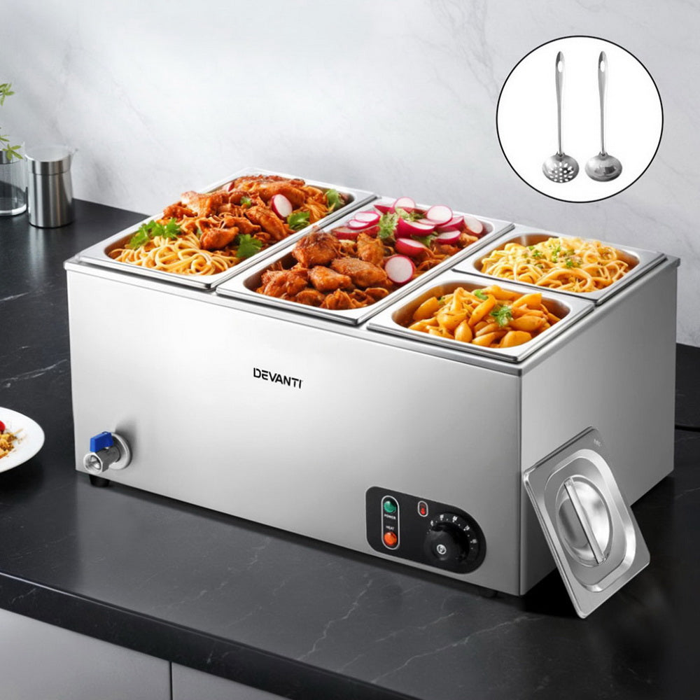 Devanti 4 Pan Bain Marie Food Warmer