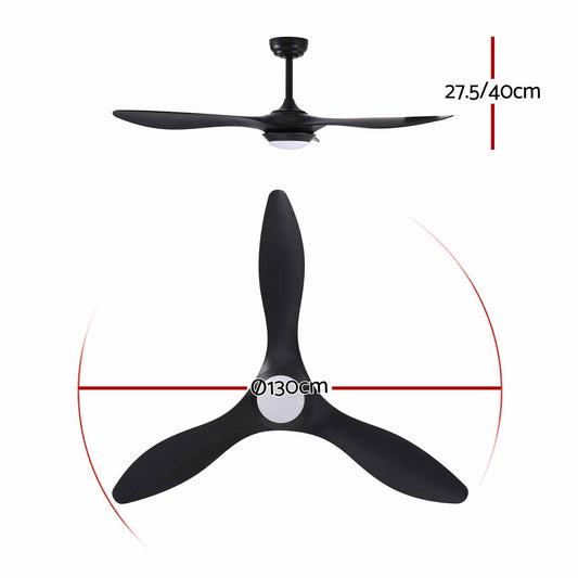 Devanti 52-inch Ceiling Fan with Light - Black