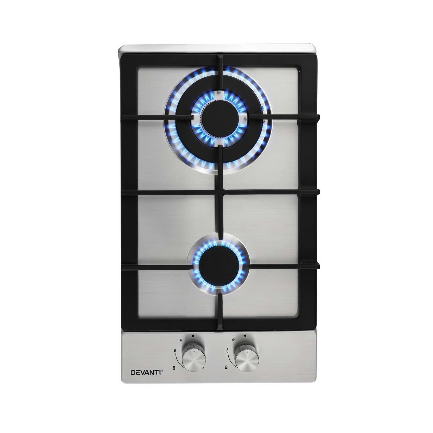 Devanti 30cm 2 Burner Gas Cooktop - Silver