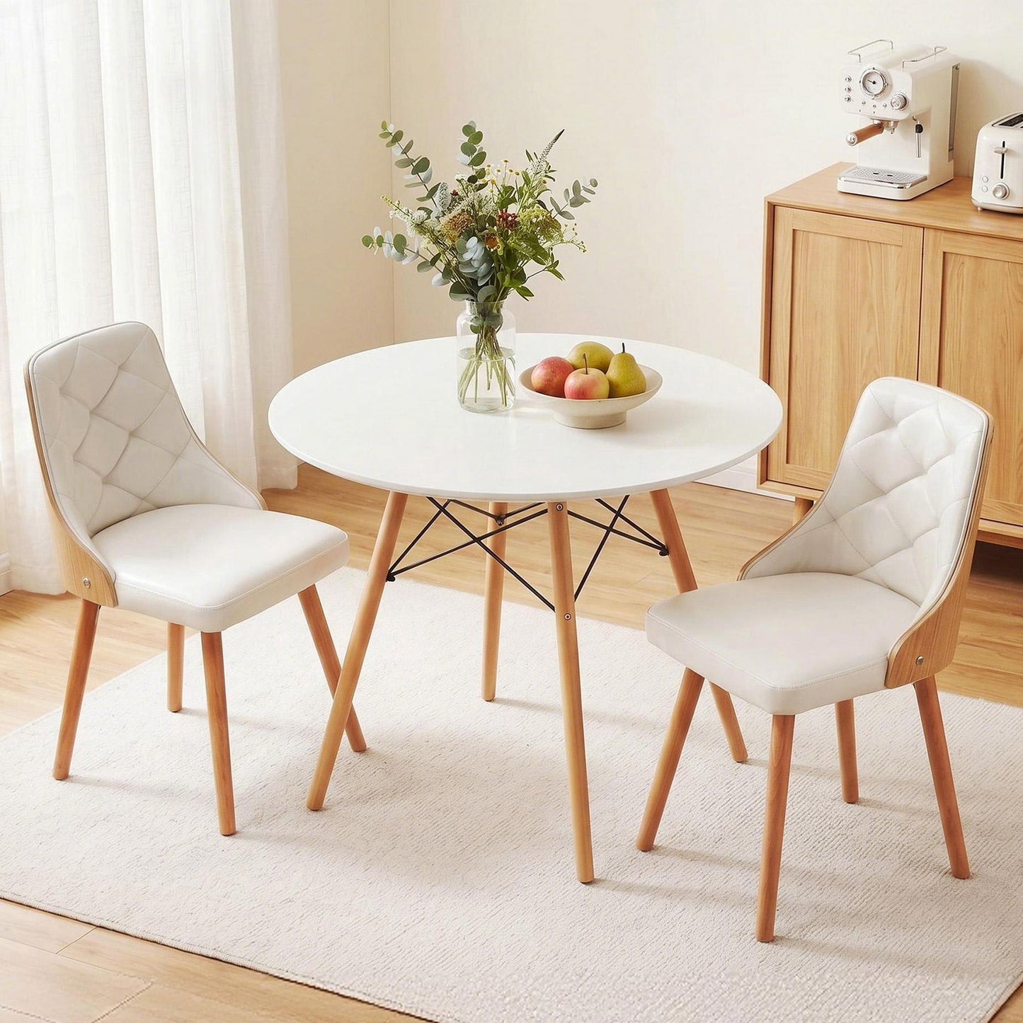 Artiss 3 Piece Round Dining Set - White
