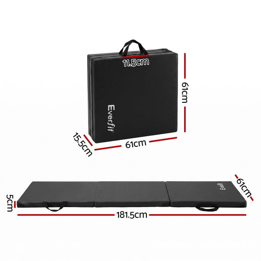 Everfit 180cm Folding Gymnastics Mat - Black