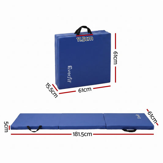 Everfit 180cm Folding Gymnastics Mat - Blue