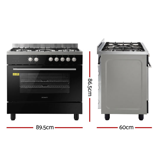 Devanti 90cm Dual Fuel Cooker - 5 Burner