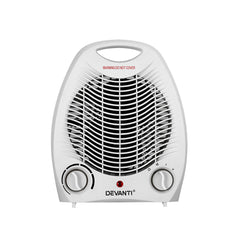 Devanti 2000W Electric Fan Heater - Rapid Heating, 3 Modes, Compact & Portable with Safety Features