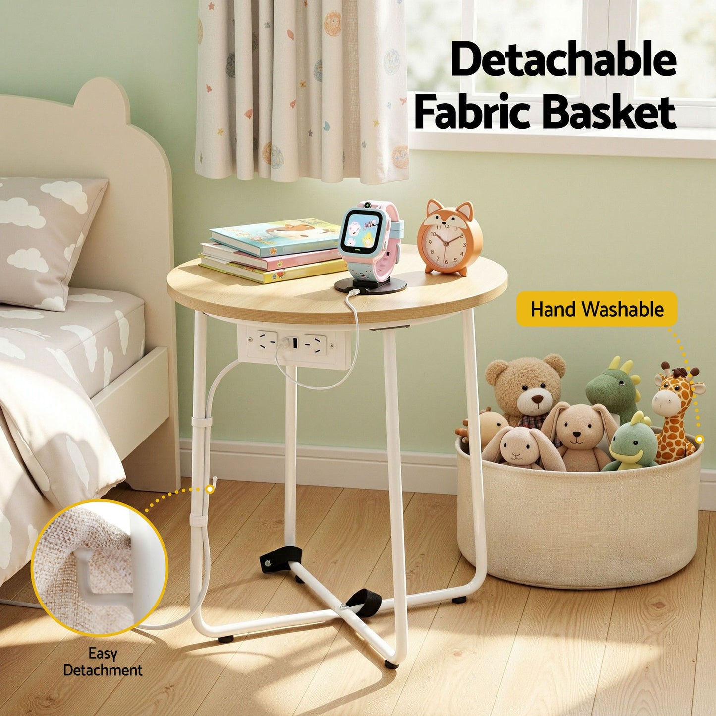 Artiss Floor Lounge & Charging Side Table Set