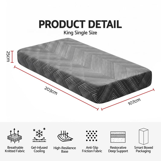 Giselle ECLIPSE 25cm Memory Foam Mattress - King Single