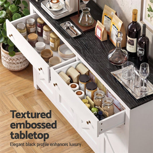 Artiss Sideboard Cabinet - Black, 140cm