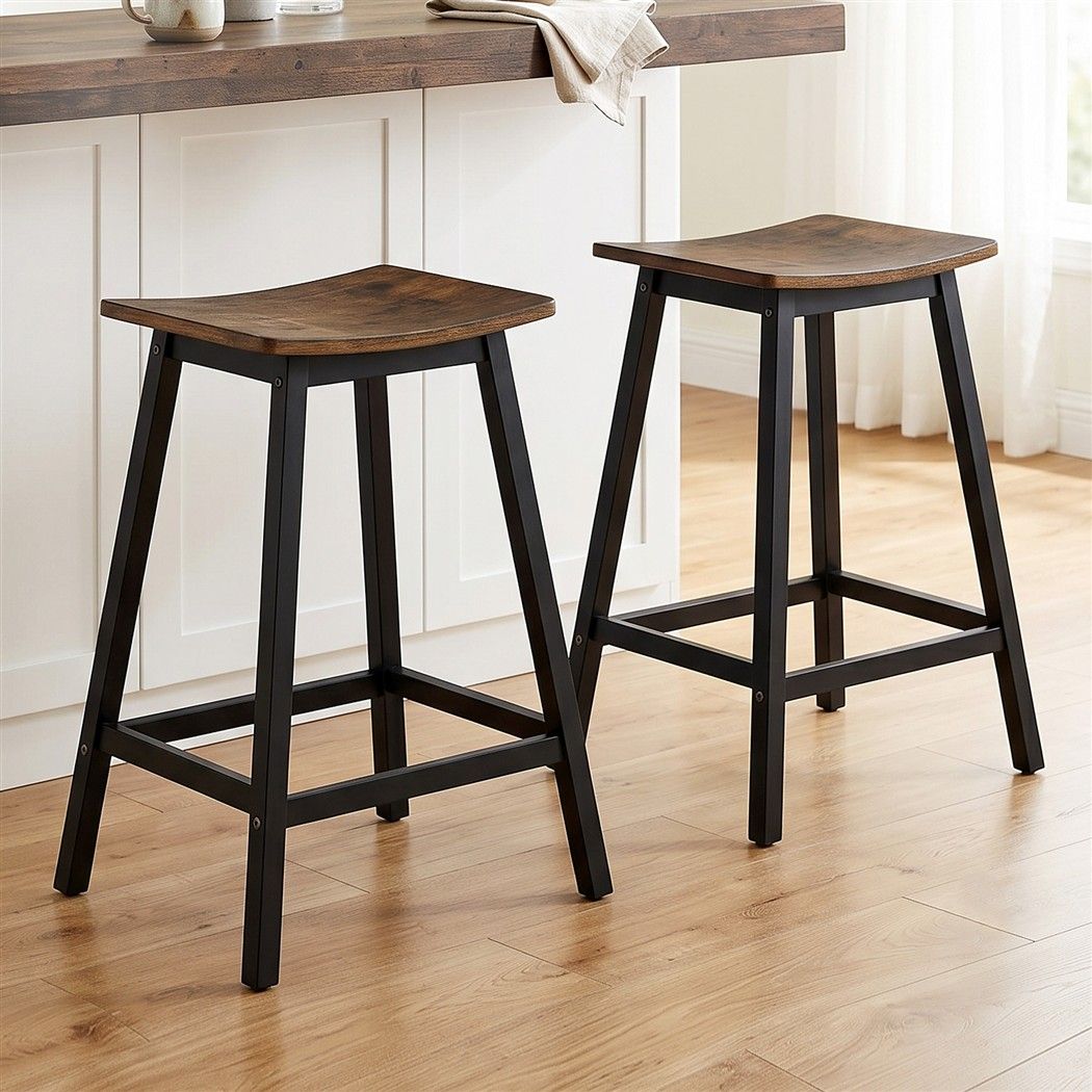 Artiss 2 Pack Bar Stools - brown