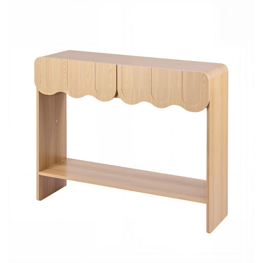 Artiss 2-Drawer Console Table, Scalloped Entryway Table with Safe Rounded Corners