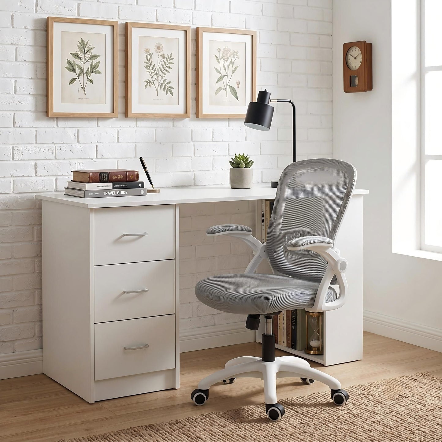 Artiss Desk & Chair Set 120cm - White/Grey