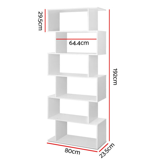 Designer Bookshelf 6 Tiers White