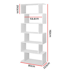 Designer Bookshelf 6 Tiers White