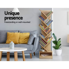 Tree Bookshelf 9 Tiers Oak