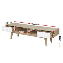 Oak White TV Cabinet Entertainment Unit 180cm