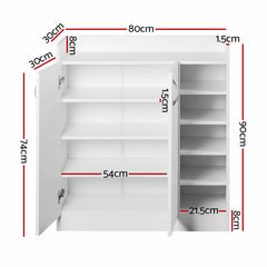 Shoe Rack Cabinet 21 Pairs Adjustable Shelves White