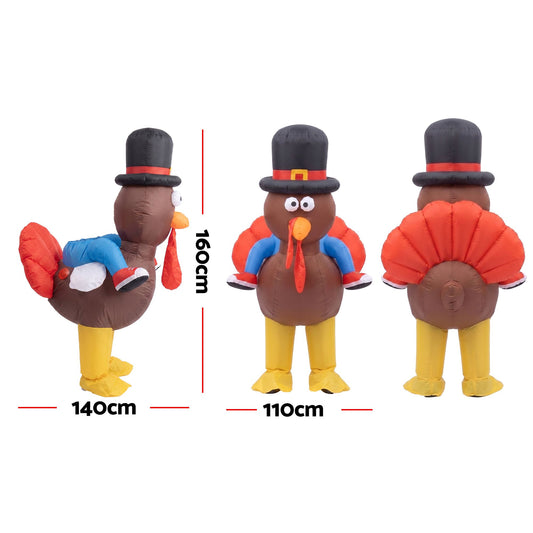 Inflatable Ride-On Turkey Costume - Brown