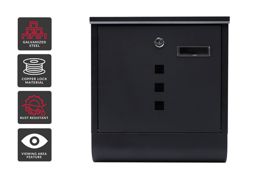 Black Letterbox with Newspaper Holder