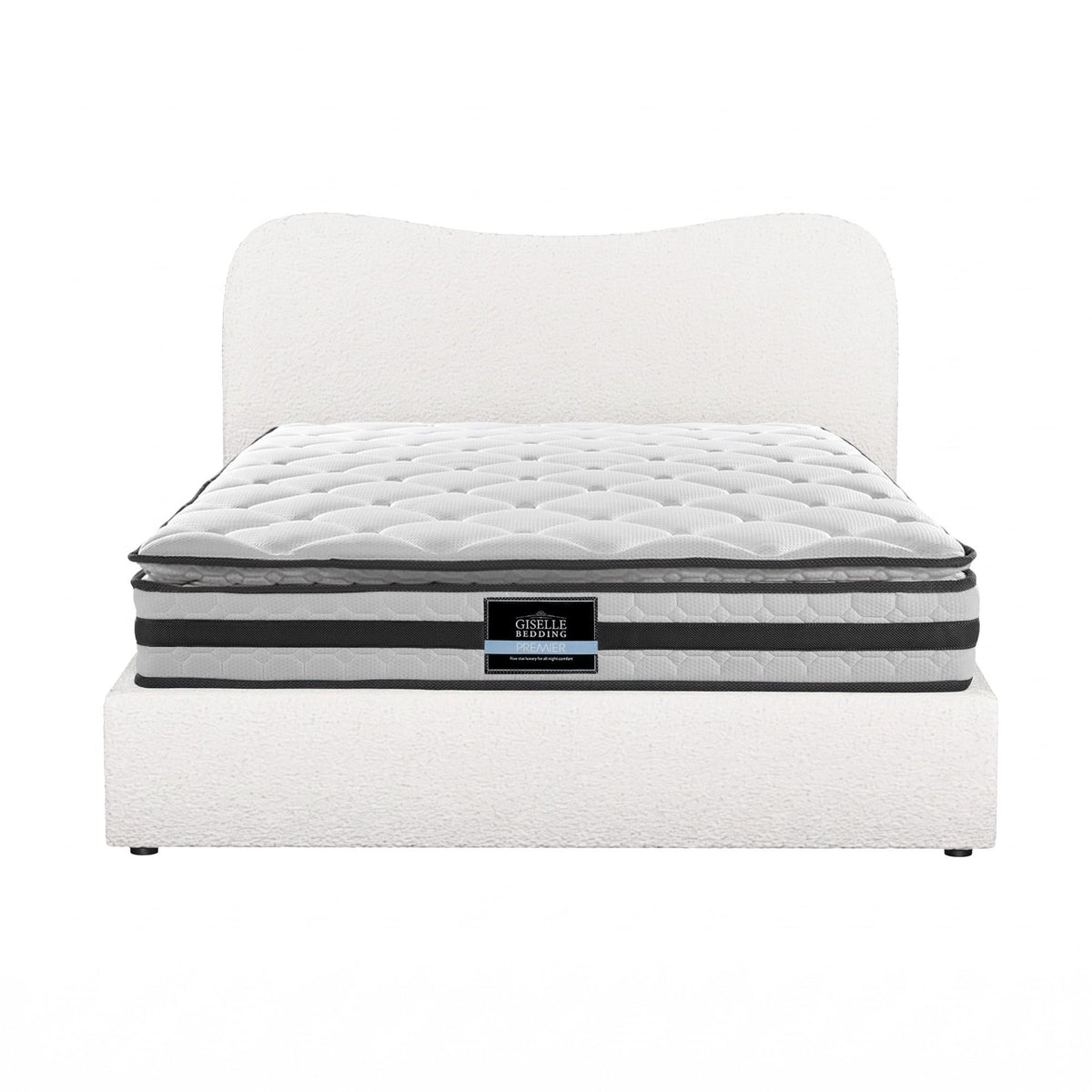 Giselle Double Mattress & Artiss Bed Frame Bundle - Boucle