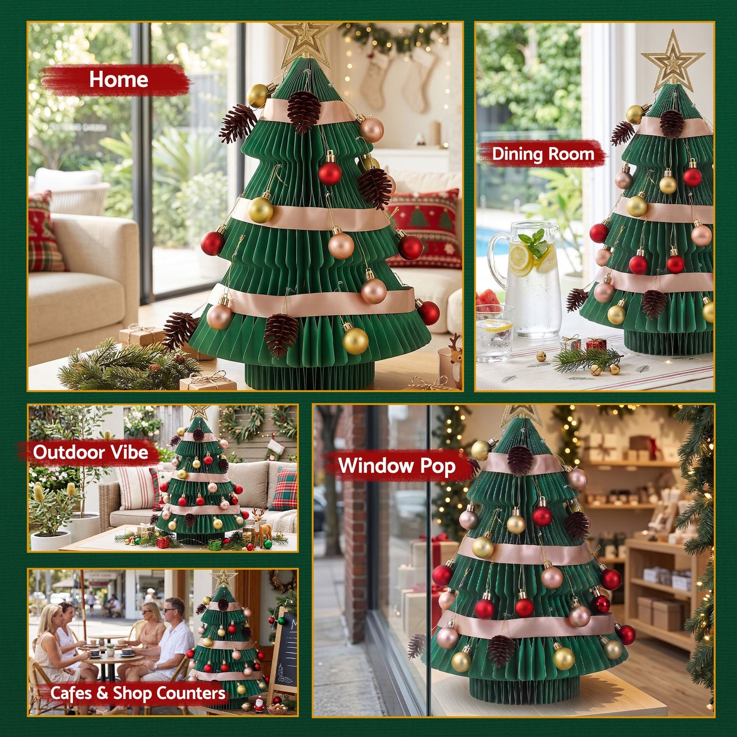 Jingle Jollys Paper Christmas Tree - 61cm - Green