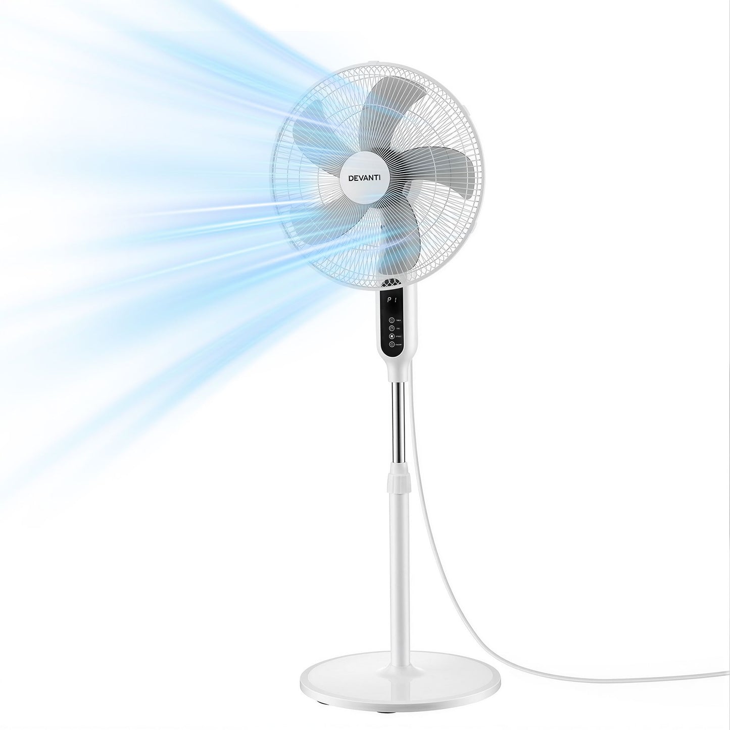Devanti 16-inch Pedestal Fan with Remote - White