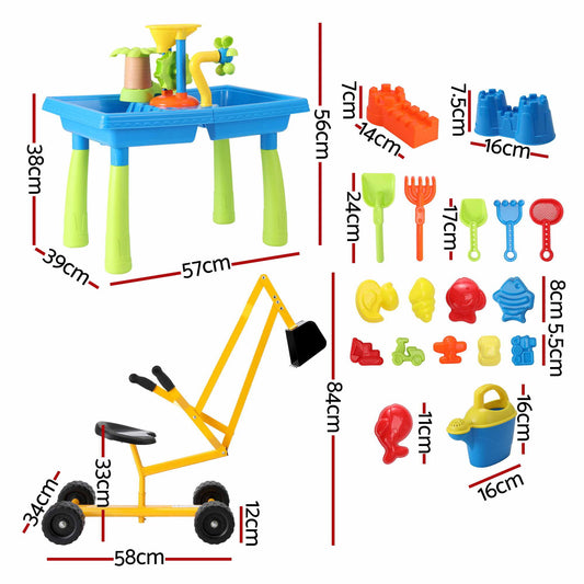 Keezi Ride-On Digger with Sand & Water Table