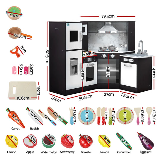 Keezi Wooden Kitchen Playset with Food Set
