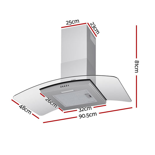 Devanti 90cm Curved Glass Rangehood