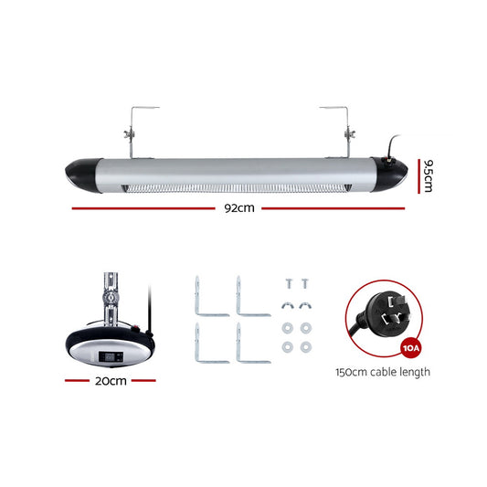 Devanti 2000W Electric Strip Radiant Heater - Eco-Friendly, Rapid Heat-Up