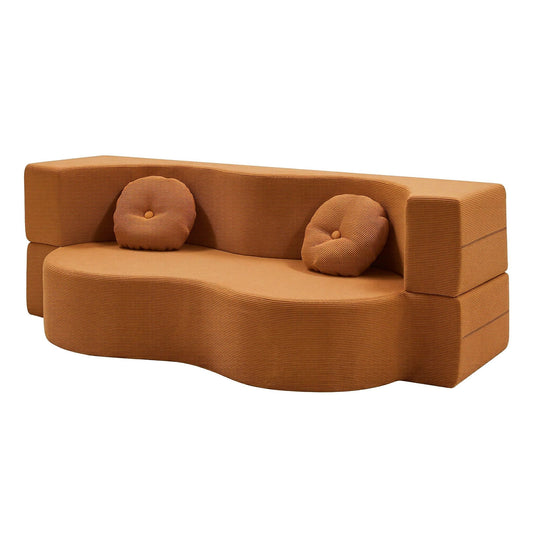 Artiss Folding Sofa Bed Floor Couch - Orange