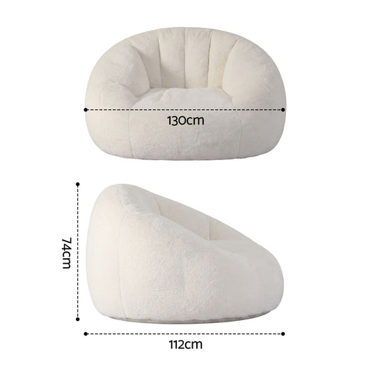 Artiss Faux Fur Bean Bag Sofa - White