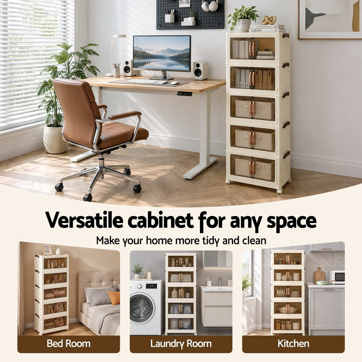 Artiss 5-Tier Foldable Storage Cabinet - White