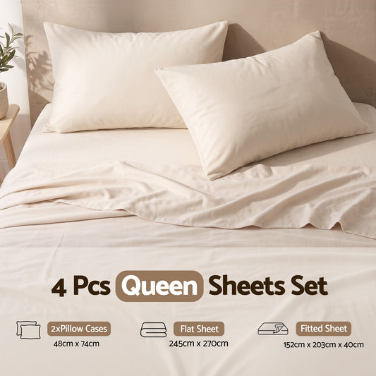 Giselle 150 GSM Micro Flannel Sheet Set - Queen - Cream White