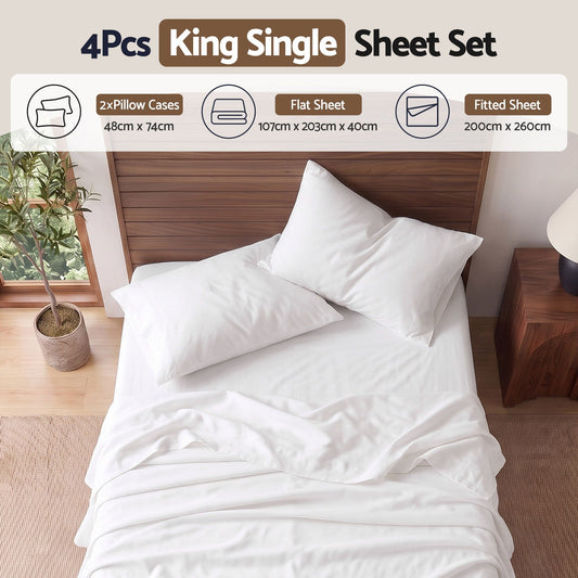 Giselle 500TC Cotton Sheet Set - King Single - White