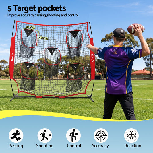 Everfit 1.8m Football Training Net 5 Target Soccer Goal Nets Rebounder