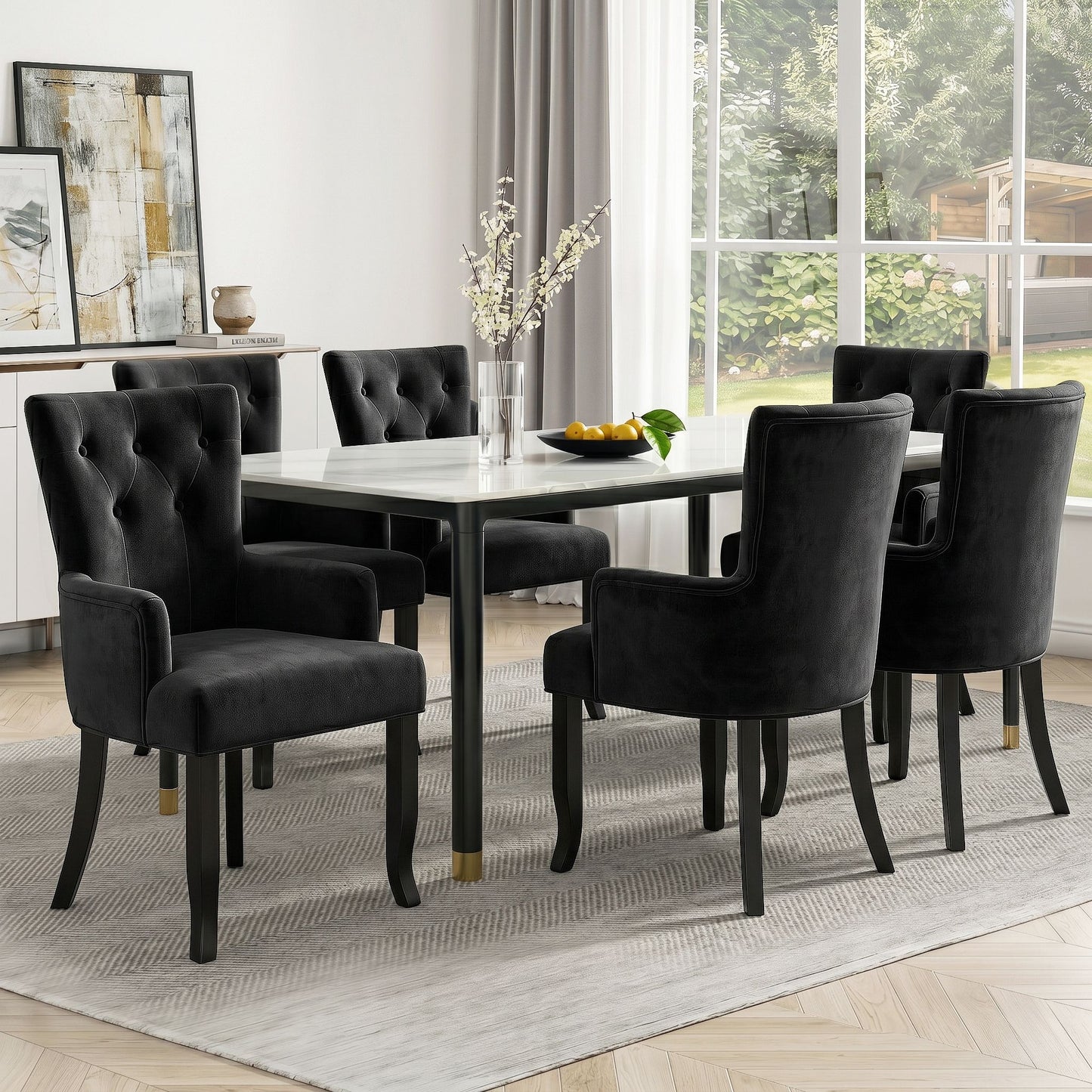 Artiss Velvet Dining Chairs Set of 6 - Black