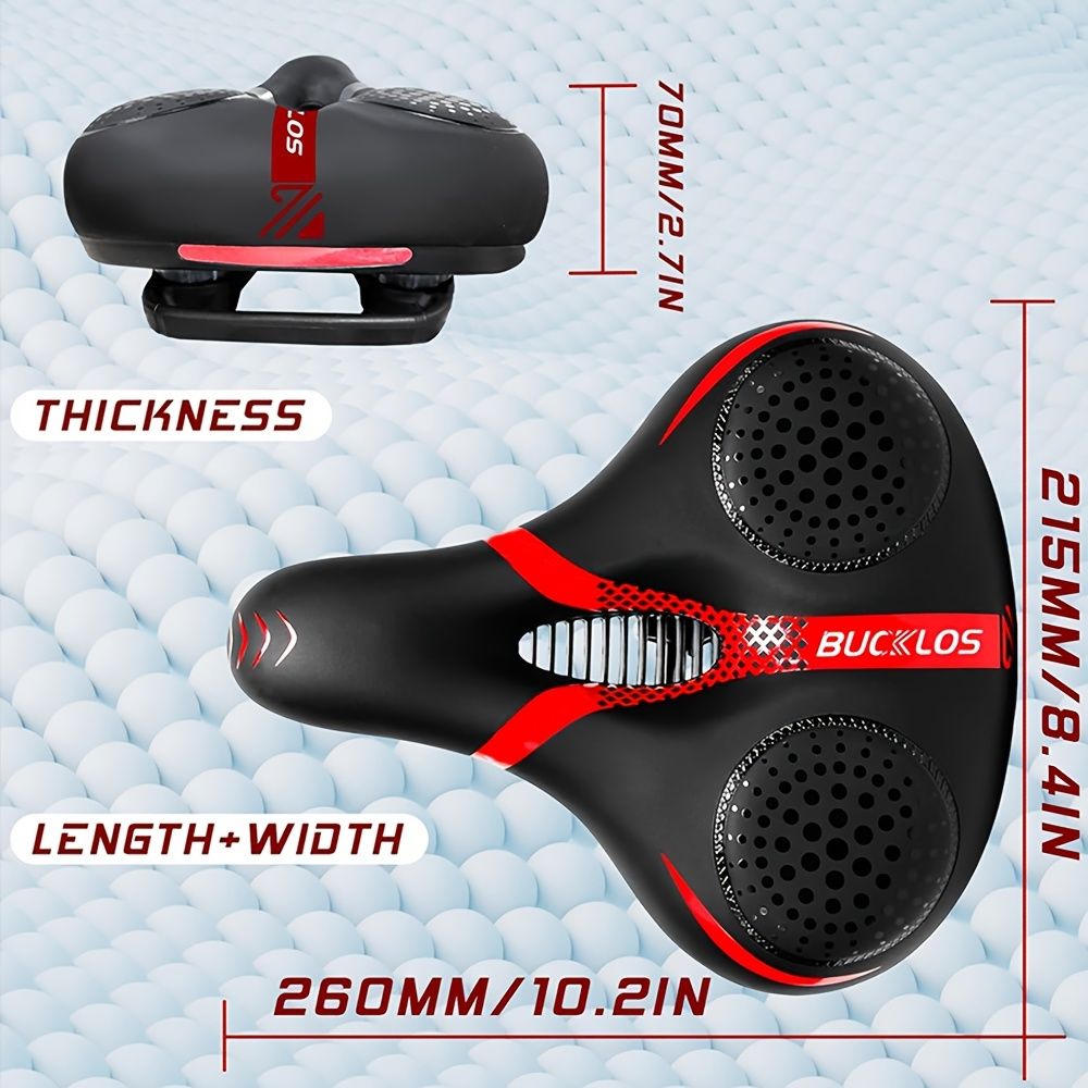 BUCKLOS Wide Bicycle Saddle - Black/Red