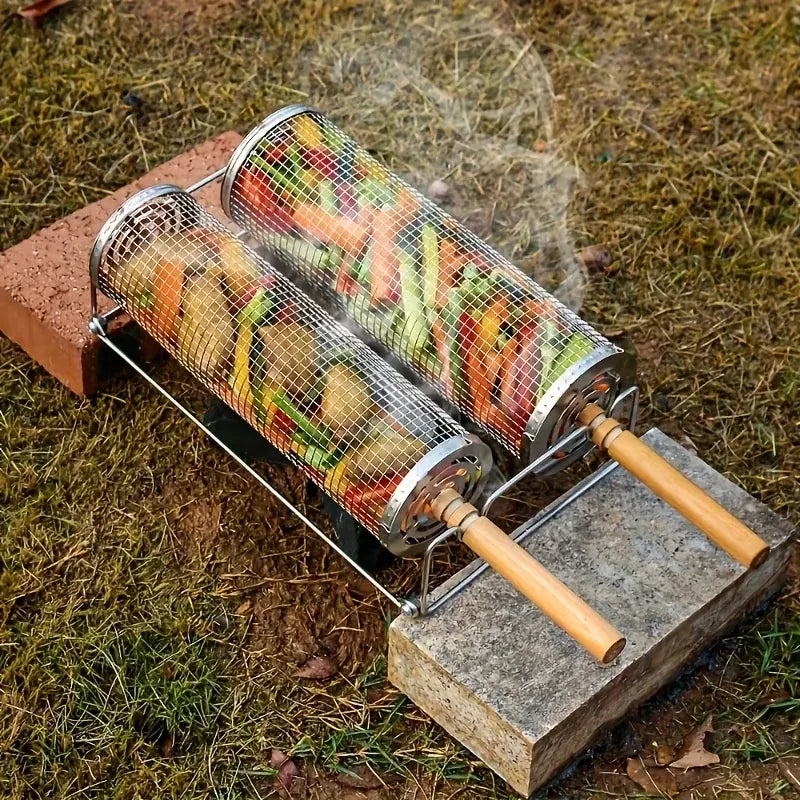 Stainless Steel BBQ Grill Basket & Tool Set