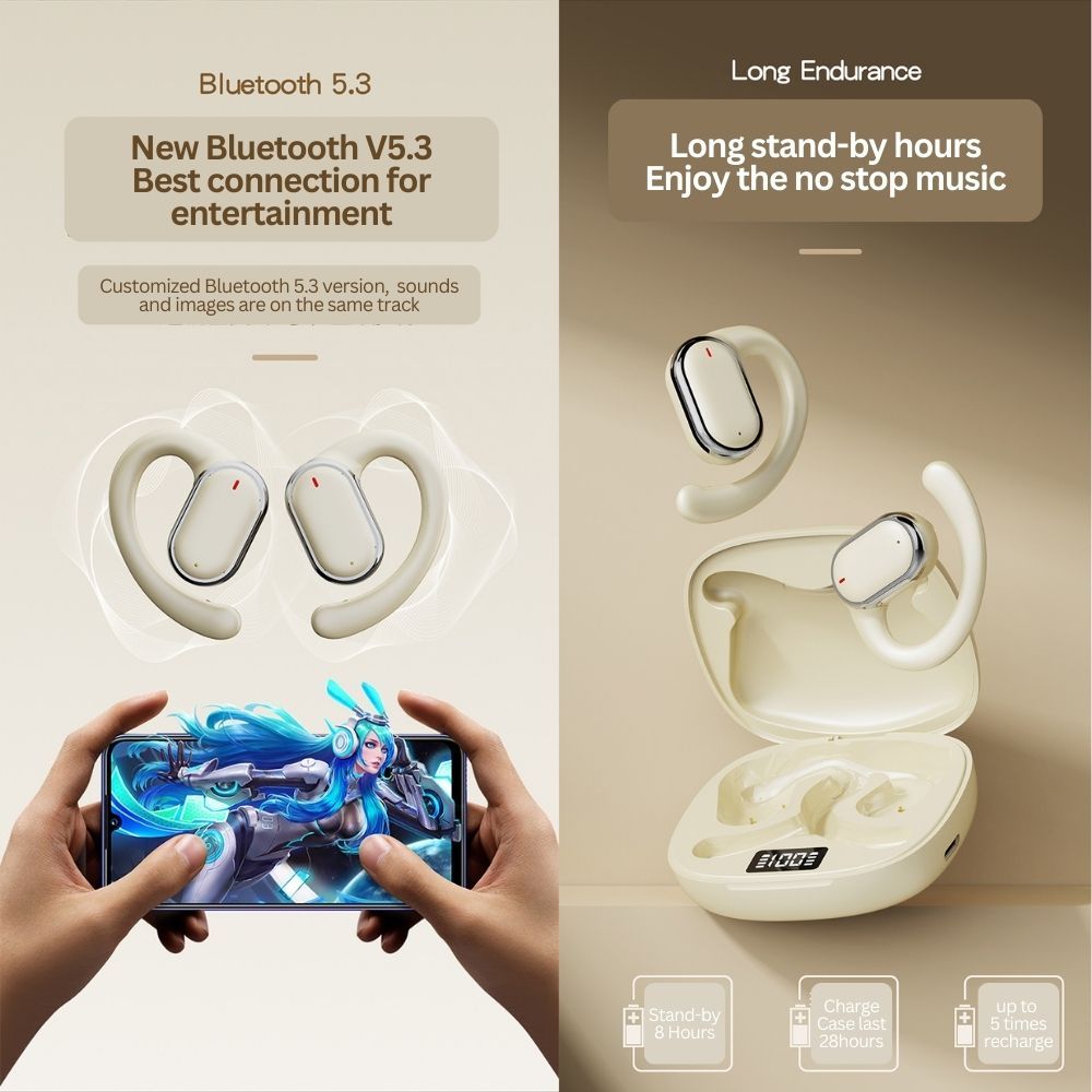Bluetooth 5.3 Wireless Earbuds - White