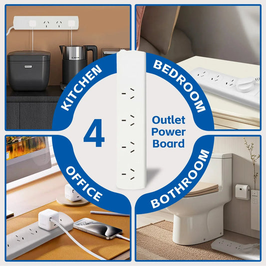 4-Outlet Power Board - Surge Protected - 1m