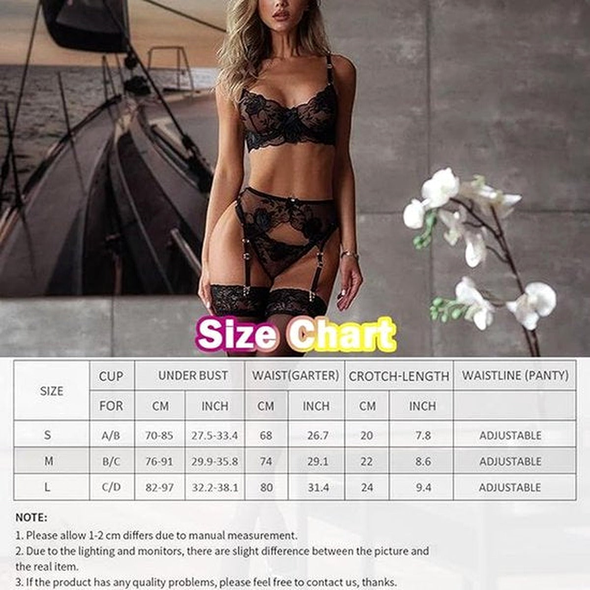 Floral Print Lingerie Bodysuit - Size S