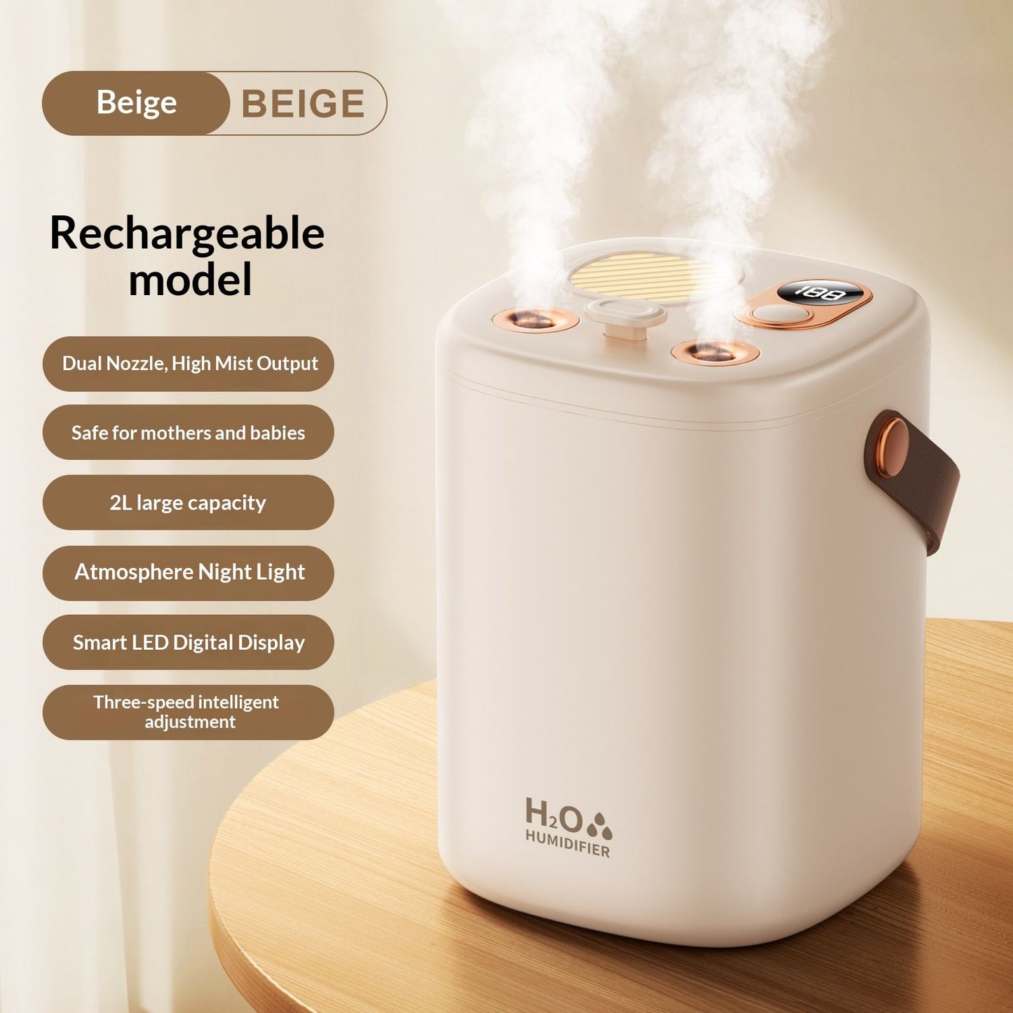Portable Cool Mist Humidifier with Night Light