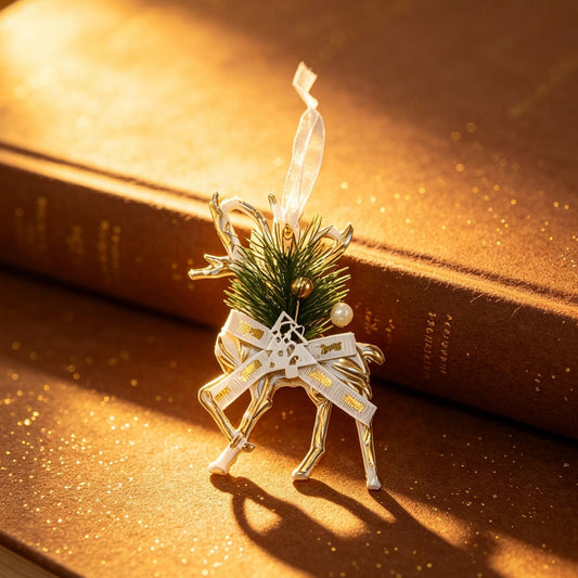 White & Gold Reindeer Christmas Bauble